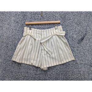 7 For All Mankind Linen-Like Belted Shorts Womens M High Waist Beach Boho Stripe